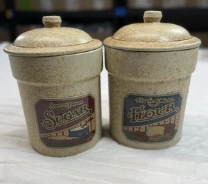 Juego de botes de cocina de gres vintage harina de azúcar granja rústico - Imagen 1 de 13
