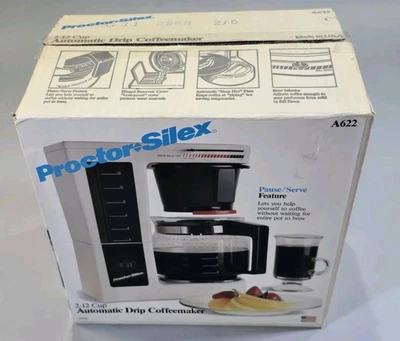 Cafetera vintage Proctor Silex A622 hecha en EE. UU. 2-12 tazas caja abierta Foto 1 de 4