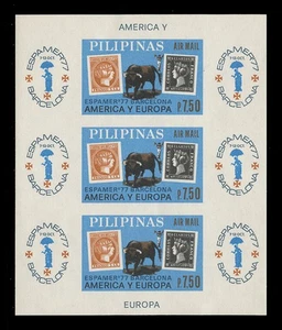 PHILIPPINES Sc#C110x, 1977 ESPAMER '77 SOUVENIR SHEET, IMPERFORATE, MINT F-VF NH - Picture 1 of 2
