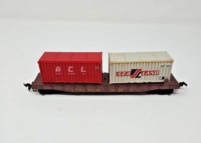 LIMA A.T.S.F HO Scale  Flat Car With ACL And Sea Land Containers - Image 1 of 4