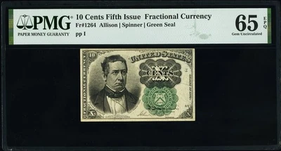 FR 1264 - 10c FIFTH ISSUE - ALLISON / SPINNER - GREEN SEAL - PMG 65 EPQ GEM UNC - Image 1 of 4