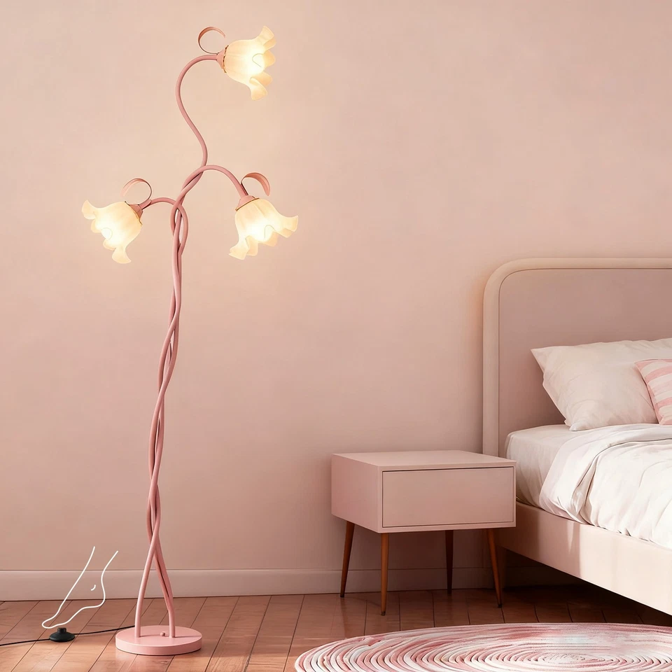 Lámpara de Pie Loto Rosa, Lámpara de Pie LED Flor para Dormitorio y Salón Foto 1 de 4