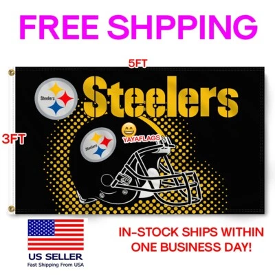 Steelers FLAG 3X5 Pittsburgh 3 x 5 Banner New Fast FREE USA Shipping - Image 1 of 4