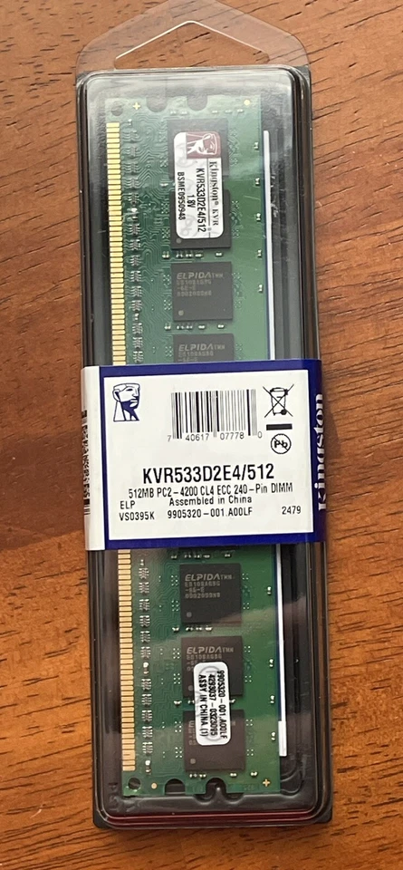 KVR533D2E4/512 Kingston 512MB DDR2 ECC PC2-4200 533Mhz Memory - Image 1 of 1