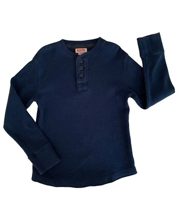 Mossimo Supply Co. Thermal Henley Shirt Waffle Weave Long Sleeve Blue Boys S 6/7 - Image 1 of 4
