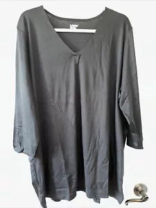 Lands' End Women's 2X 3/4 Sleeve V-Neck Tunic Top Black NEW - Picture 1 of 8