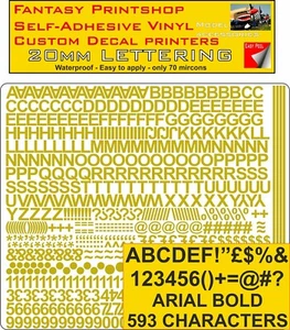 RC Adhesivo de Vinilo Ariel Letras Números 20MM Pre Cortar FPRC805 Metálico Oro - Bild 1 von 5