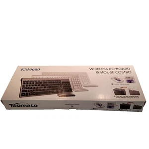 Topmate KM9000 Ultra Slim Wireless Keyboard &Mouse Set Black/Silver BRAND NEW - Picture 1 of 8