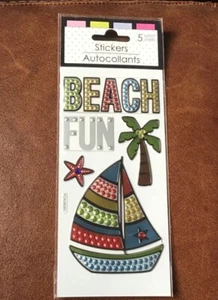 GREENBRIER GEMSTONE STICKERS SAILBOAT BEACH PALM TREE 3 x 7" Sheet * - Picture 1 of 1