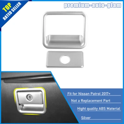 Caja de almacenamiento copiloto pasajero plateado manija cubierta embellecedor para Nissan Armada 2017+ Foto 1 de 4