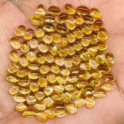 100 Pcs Natural Citrine 6x4mm Oval Top Quality Loose Cabochon Gemstones Lot - Image 1 of 4