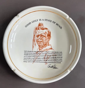 Vintage 7" Arnold Palmer "Good Golf is a State of Mild" Aschenbecher. Buntingware. - Bild 1 von 3