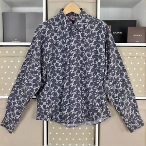 1 camicia come nessun'altra taglia quattro slim 48" chst blu viola floreale maculato bottoni - Foto 1 di 21
