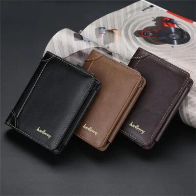 Male Pu Leather Men's Short Wallet Trifold Luxury Fashion Trendy Solid Color LA - Image 1 of 4