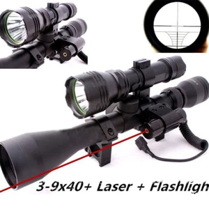 Hunting Guns Riflescope 3-9X40 Optics QQ01 Scope Mount Red Laser Sight - Picture 1 of 6