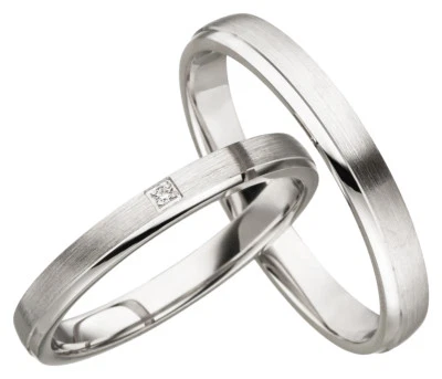 2x JC Trauringe Eheringe 585 Gold Weißgold 14 Karat inkl.Gravur&Etui JC015 - Bild 1 von 4