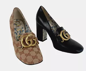 Gucci New Auth MisMatch Style Sz 7 6.5 US 37 36.5 EU Black Gold GG Loafers Shoes - Picture 1 of 13