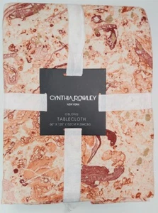 Cynthia Rowley Oblong Tablecloth 60" x 120" Marble Rust Gold 100% Cotton - Bild 1 von 5