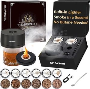 Electric Whiskey Smoker Kit with 6 Wood Chips, Rechargeable Cocktail Smoker Kit - Picture 1 of 8