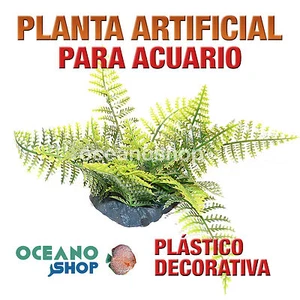 PLANTA ARTIFICIAL VERDE 20CM DIÁMETRO DECORACIÓN ACUARIO PECERA PLÁSTICO D90 - Imagen 1 de 1