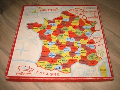 Ancien jeu éducatif Carte de France Puzzle en bois Fernand Nathan - Photo 1/4