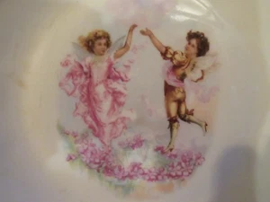 Antique Hand Painted Plate/Platter Victorian FAIRYS WITH BUTTERFLY WINGS Handles - Picture 1 of 4