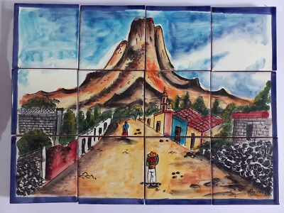 MURAL AZULEJO CERÁMICA 17" Mosaico Talavera Mexicana Salpicadero Pintado a Mano Foto 1 de 4