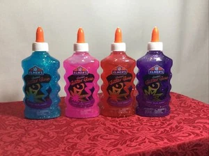 Elmers Classic Glitter Glue Red Blue Pink Purple 6 fl oz Washable for slime  - Picture 1 of 9