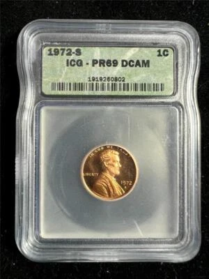 1972 S LINCOLN CENT PROOF 1C PR69 DCAM PF69 UCAM ICG SKU 3484 - Image 1 of 3