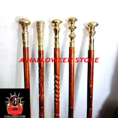 Набор из 5 различных ручек латунная ручка викторианская деревянная трость трость - Изображение 1 из 4