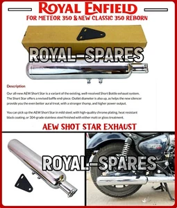 Royal Enfield Meteor 350 & New Classic 350 Reborn "AEW SHOT STAR EXHAUST" SILVER - Picture 1 of 14