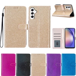 For Samsung A50 A21S A41 A10 Luxury Glitter PU Leather Wallet Case Phone Cover - Picture 1 of 17