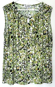 $49 NWT Kasper Women's Printed Pleated-Neck Keyhole Top Kiwi Multi XL - Picture 1 of 5