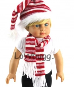 Red White Santa Hat Scarf Set for American Girl 18" Doll Clothes FREESHIP ADDONS - Picture 1 of 12