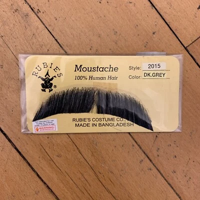 Rubies Character Human Hair Moustache Costume -Professional Character Dark Grey - Image 1 of 2