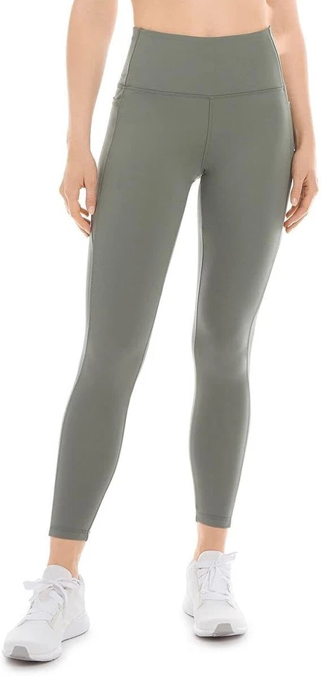 Danskin Women's High Rise 7/8 Brushed Legging Tight (Agave Green-Small)