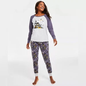 FAMILY PAJAMAS Women's Mix It Spooky Halloween Pajamas Set, Haunted House, XL - Picture 1 of 3