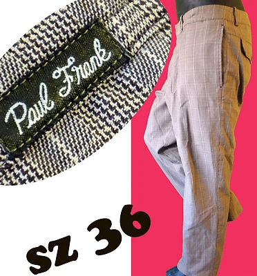 PAUL FRANK 36 Cuadros Marrón Golf Pata de Gallo Vestido Traje Flojo Tweed Caqui Foto 1 de 4