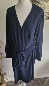 M&S Collection Navy dress wrap style size UK 18 Regular - Picture 1 of 6