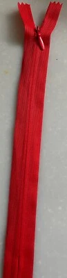 1 x 8": Red Concealed, Invisible Zips -  Nylon TAPE SIZE 20cm(8ins) - Image 1 of 2