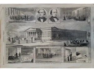 Tesoro Stati Uniti 1861 Harper's settimanale guerra civile blocco di legno - Foto 1 di 3