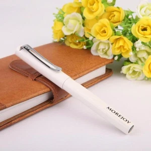 Pluma Estilográfica Morejoy MJ-300 Blanca Extra Fina 0.38mm Plumín Cromado Oficina Pluma #JP - Imagen 1 de 6