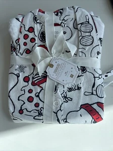 Pottery Barn Teen Peanuts Holiday Snoopy Flannel Pajama Set Size Large  - Picture 1 of 2