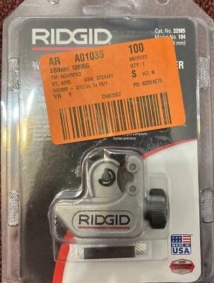 NEW RIDGID 3/4"Close Quarters 3/16" to 15/16" Model 104 Tubing Cutter 32985 - Image 1 of 4