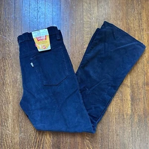 Vtg 1970s Levi’s 946 Bell Bottom Navy Blue Corduroy Jeans White Tab 32.5x28 70s - Picture 1 of 9