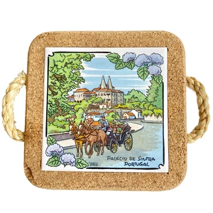 Azulejo Cerámico Portugal Vintage Remache Palacio de Sintra Caballos Buggy Iglesia Ciudad - Imagen 1 de 12