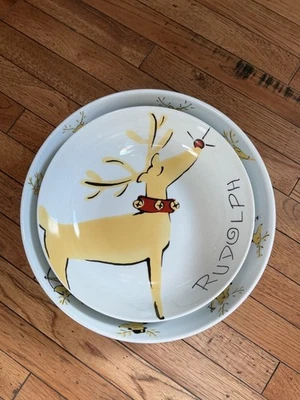 НОВАЯ Керамическая Амбарная «ФАРФОРОВАЯ ЧАША ДЛЯ ГНЕЗДОВАНИЯ ОЛЕНЕЙ S/2 — КОМЕТА, КУПИДОН, ДОННЕР - Изображение 1 из 4