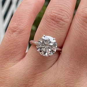 3.52 Ct CVD Lab Grown Diamond Round Cut Solitaire Engagement Ring 925 Silver - Picture 1 of 14