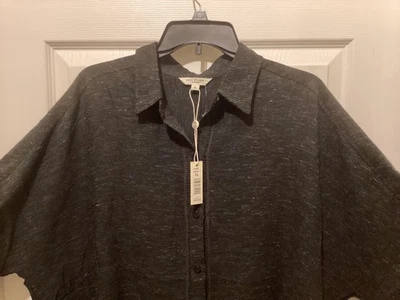 Max Studio Button Down Blouse Women XL Short Sleeve Drop Shoulder Black NWT $128 - Изображение 1 из 4