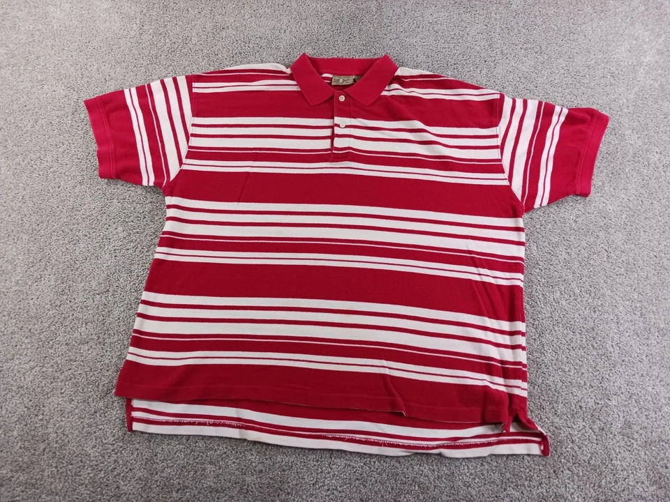 Camisa Polo Sun River XXL Para Hombre Manga Corta Rojo Blanco Rayas Algodón Foto 1 de 4